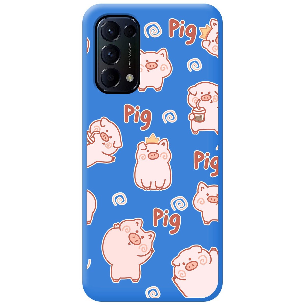Funda Silicona Líquida Azul para Oppo Find X3 Lite 5G diseño Cerdos Dibujos