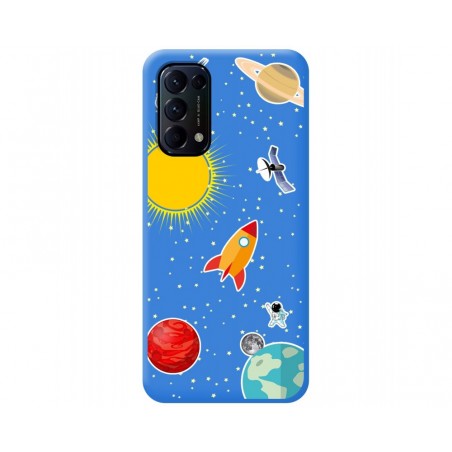 Funda Silicona Líquida Azul para Oppo Find X3 Lite 5G diseño Espacio Dibujos