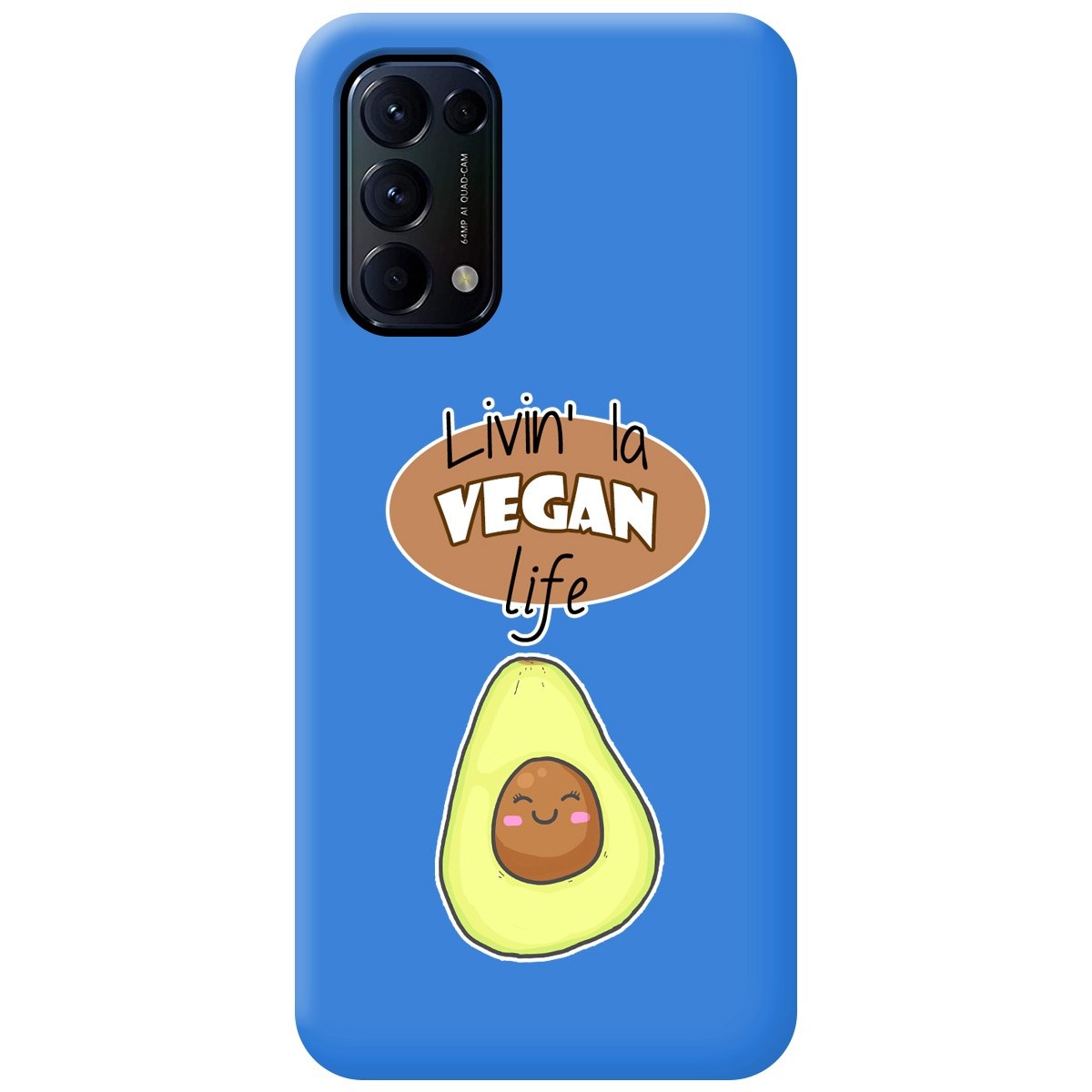 Funda Silicona Líquida Azul para Oppo Find X3 Lite 5G diseño Vegan Life Dibujos