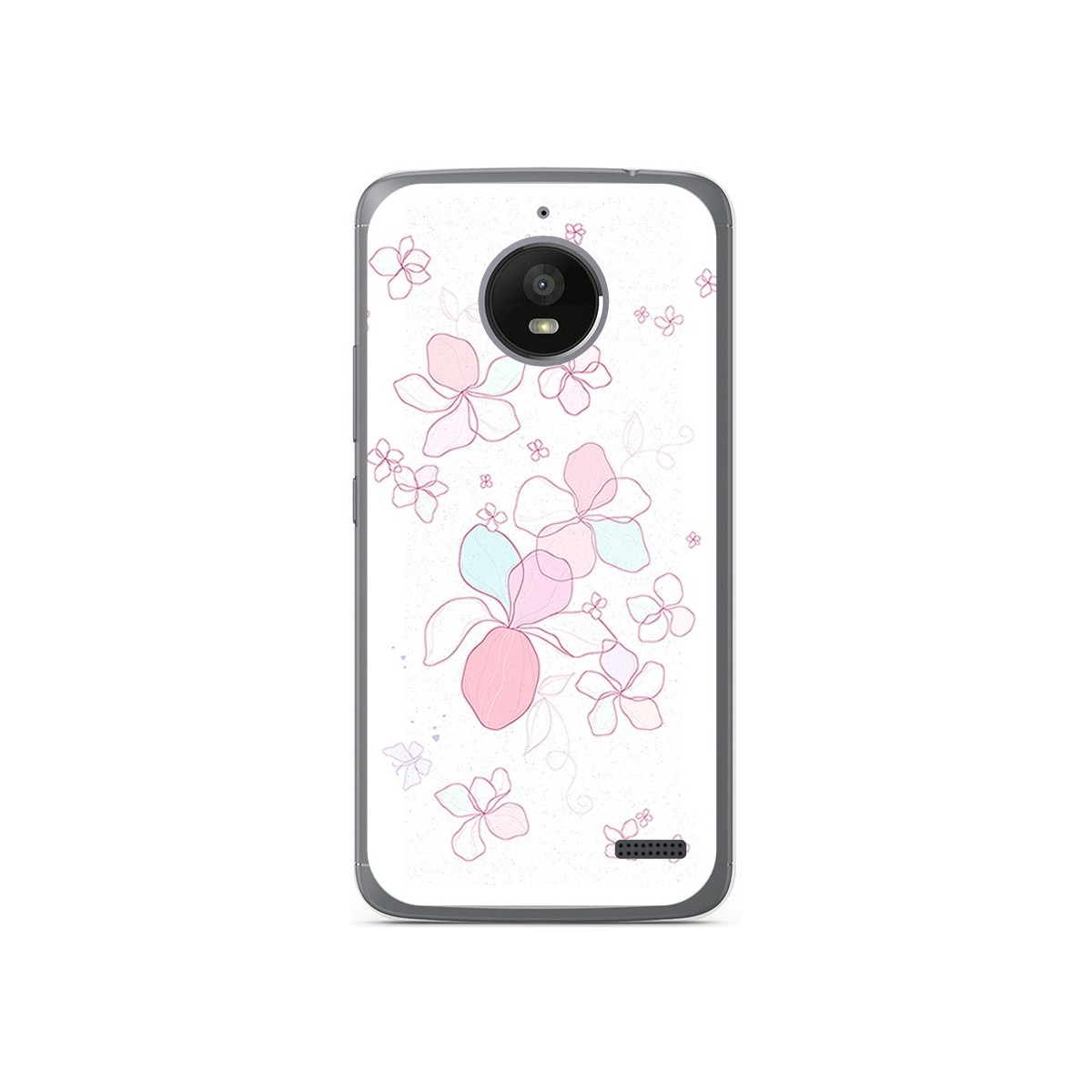 Funda Gel Tpu para Motorola Moto E4 Diseño Flores Minimal Dibujos