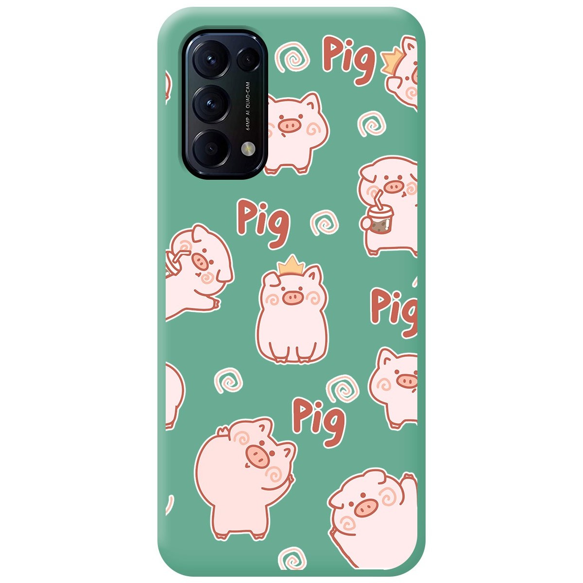 Funda Silicona Líquida Verde para Oppo Find X3 Lite 5G diseño Cerdos Dibujos