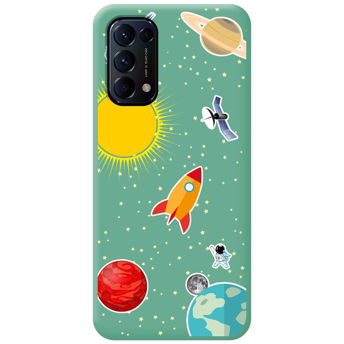 Funda Silicona Líquida Verde para Oppo Find X3 Lite 5G diseño Espacio Dibujos