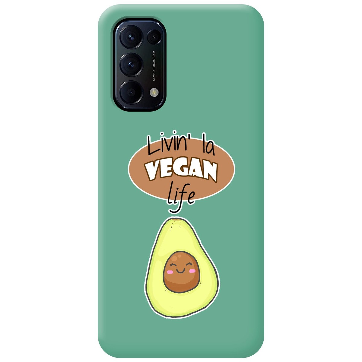 Funda Silicona Líquida Verde para Oppo Find X3 Lite 5G diseño Vegan Life Dibujos
