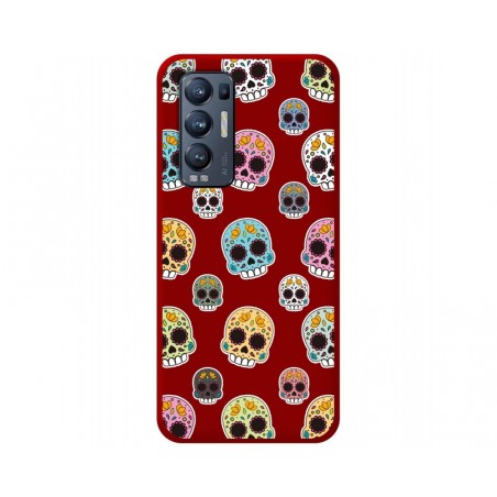Funda Silicona Líquida Roja para Oppo Find X3 Neo 5G diseño Catrina Dibujos