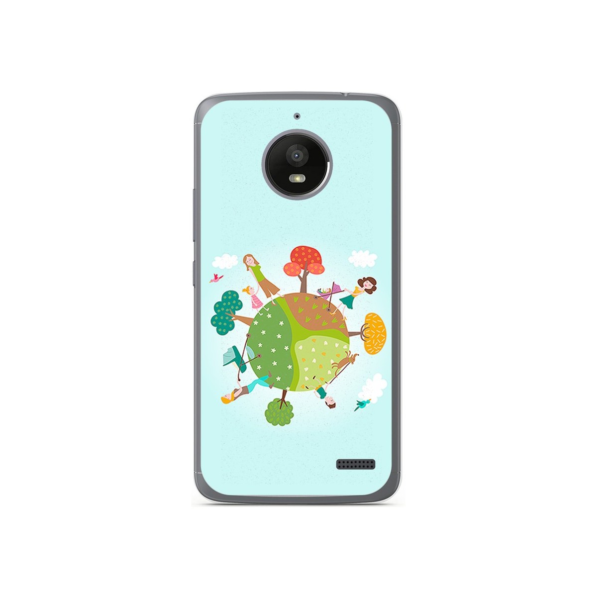 Funda Gel Tpu para Motorola Moto E4 Diseño Familia Dibujos