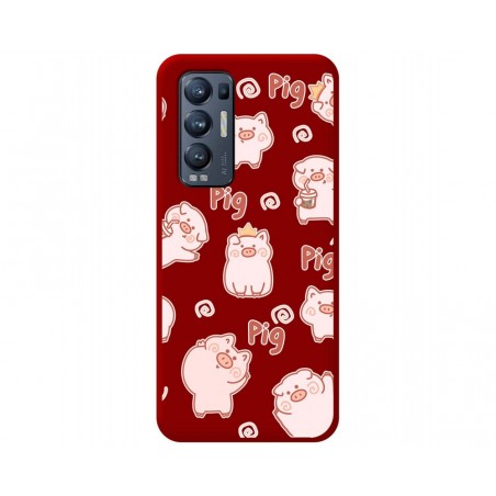 Funda Silicona Líquida Roja para Oppo Find X3 Neo 5G diseño Cerdos Dibujos