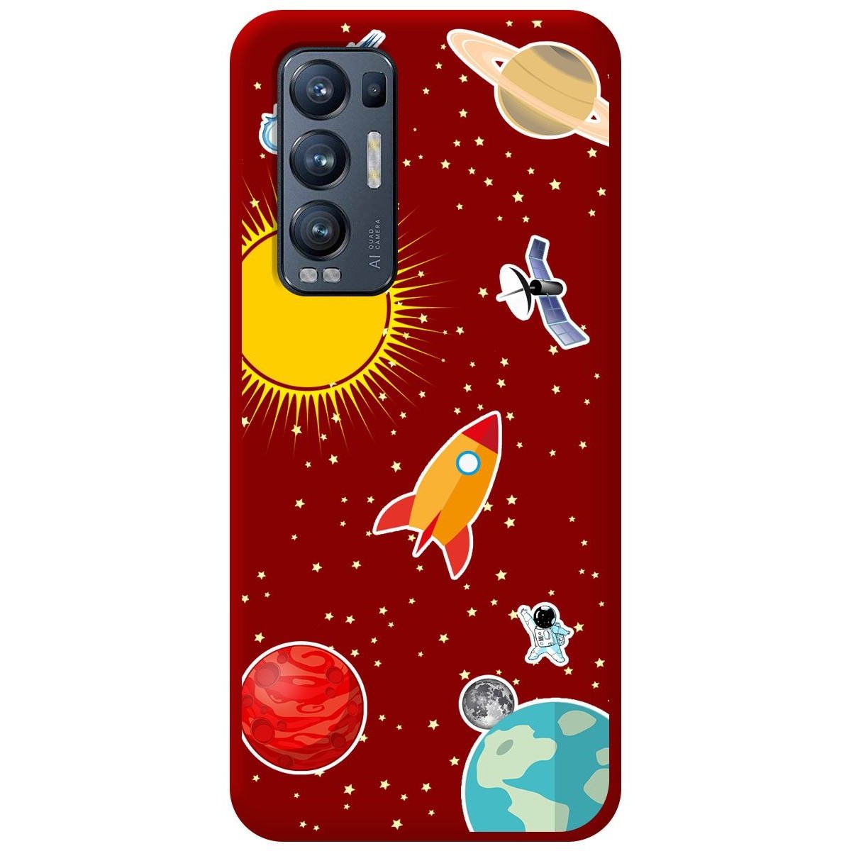 Funda Silicona Líquida Roja para Oppo Find X3 Neo 5G diseño Espacio Dibujos
