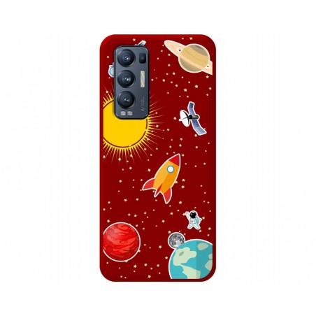 Funda Silicona Líquida Roja para Oppo Find X3 Neo 5G diseño Espacio Dibujos