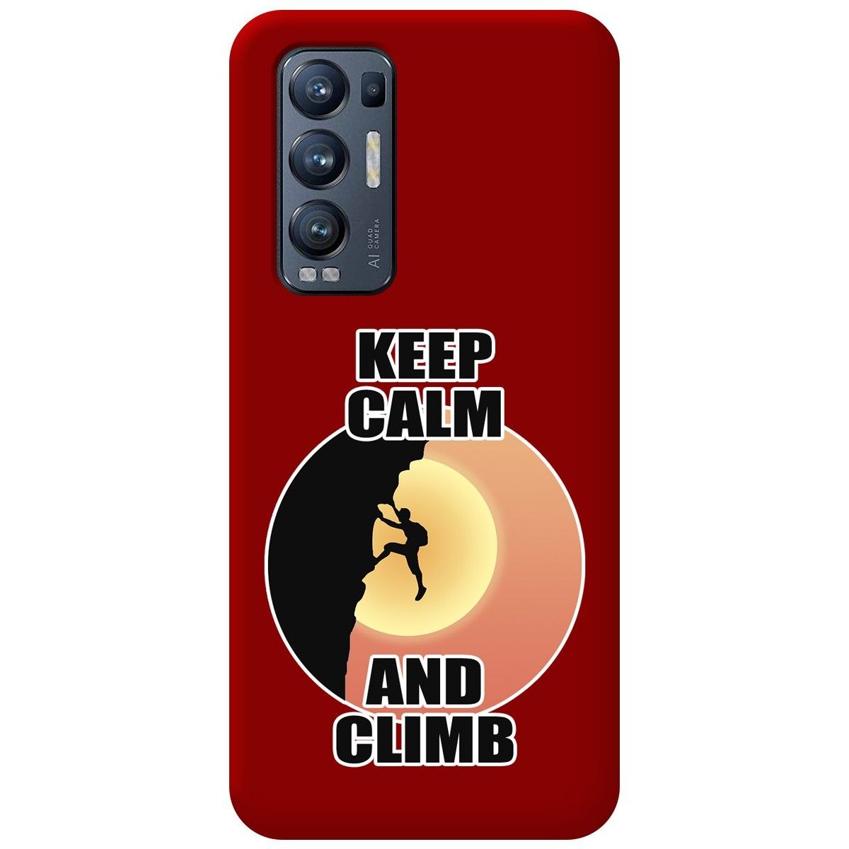 Funda Silicona Líquida Roja para Oppo Find X3 Neo 5G diseño Hombre Escalada Dibujos