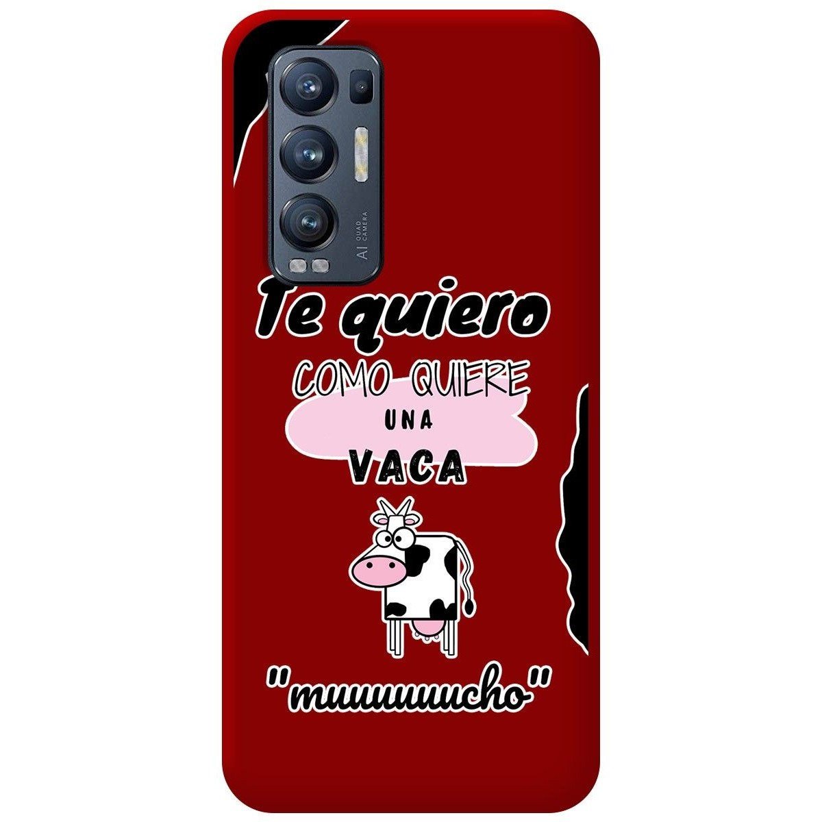 Funda Silicona Líquida Roja para Oppo Find X3 Neo 5G diseño Vaca Dibujos