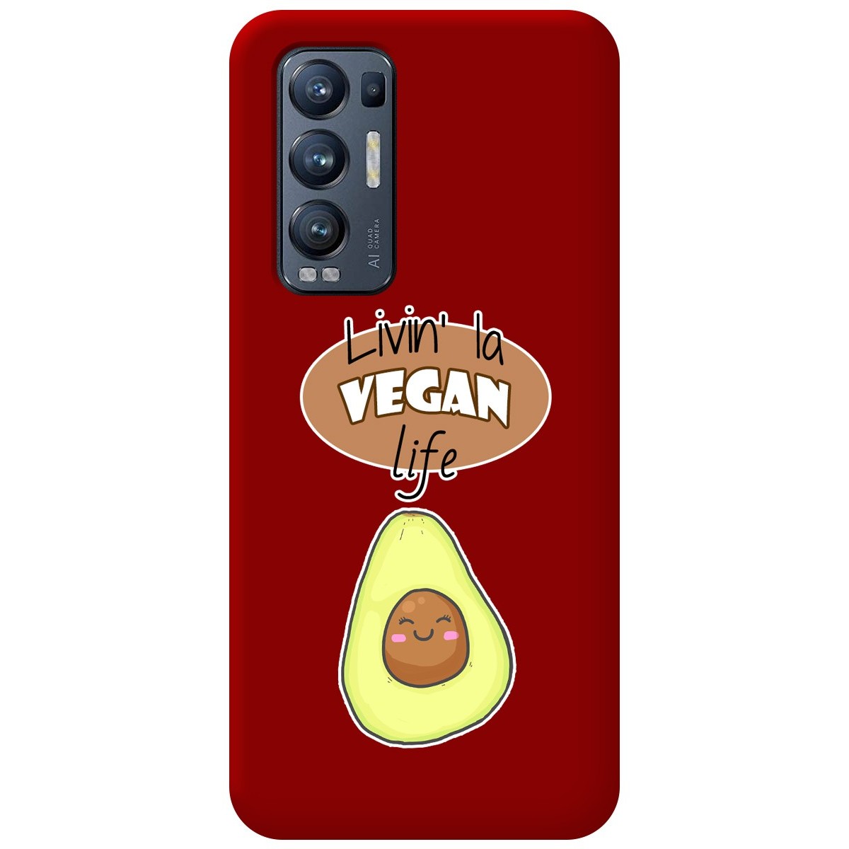 Funda Silicona Líquida Roja para Oppo Find X3 Neo 5G diseño Vegan Life Dibujos