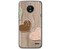Funda Gel Tpu para Motorola Moto E4 Diseño Corazones Madera Dibujos