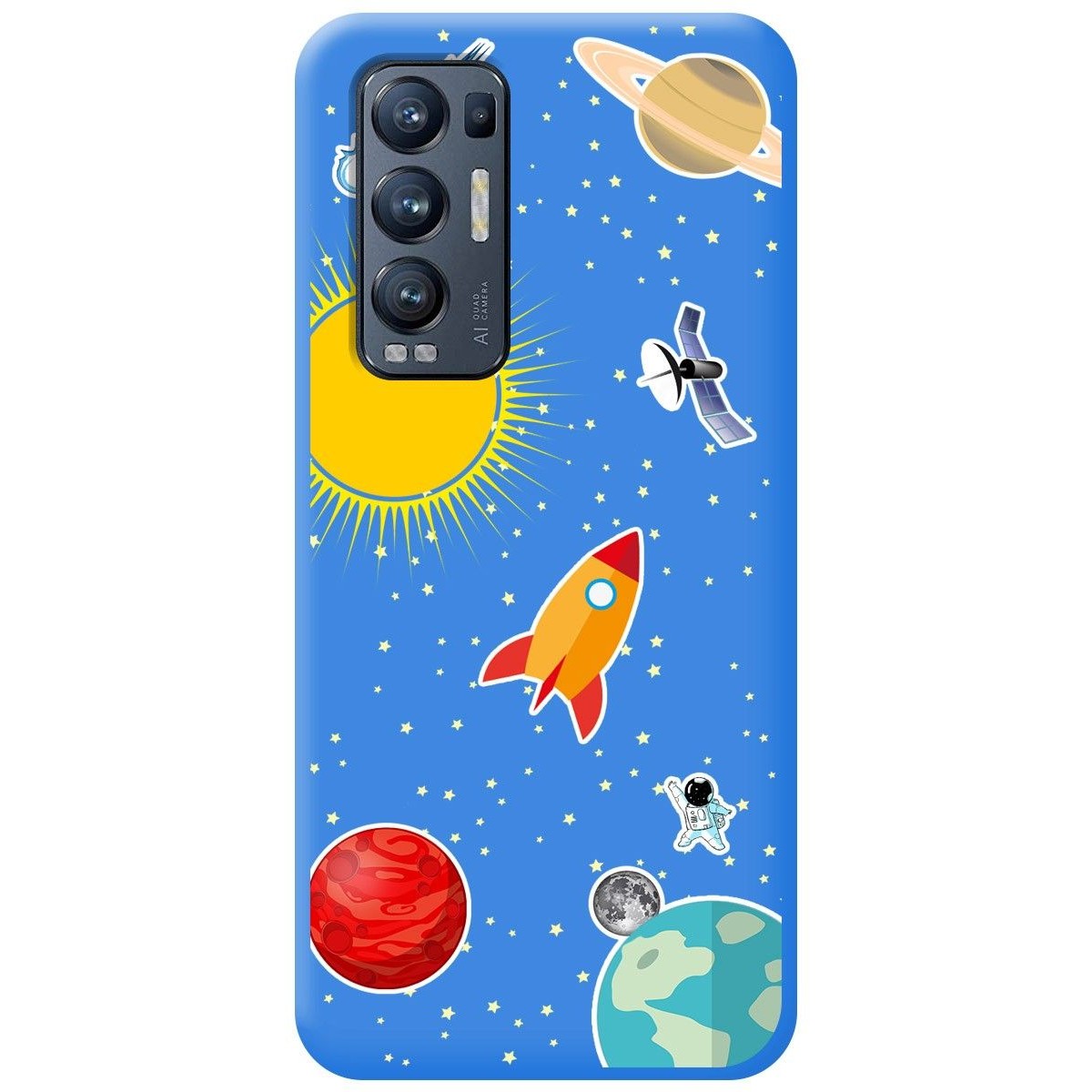 Funda Silicona Líquida Azul para Oppo Find X3 Neo 5G diseño Espacio Dibujos