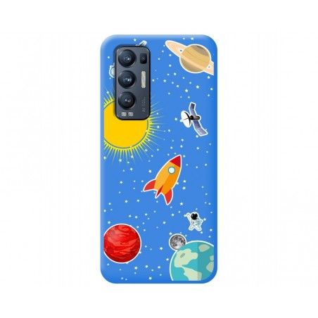 Funda Silicona Líquida Azul para Oppo Find X3 Neo 5G diseño Espacio Dibujos