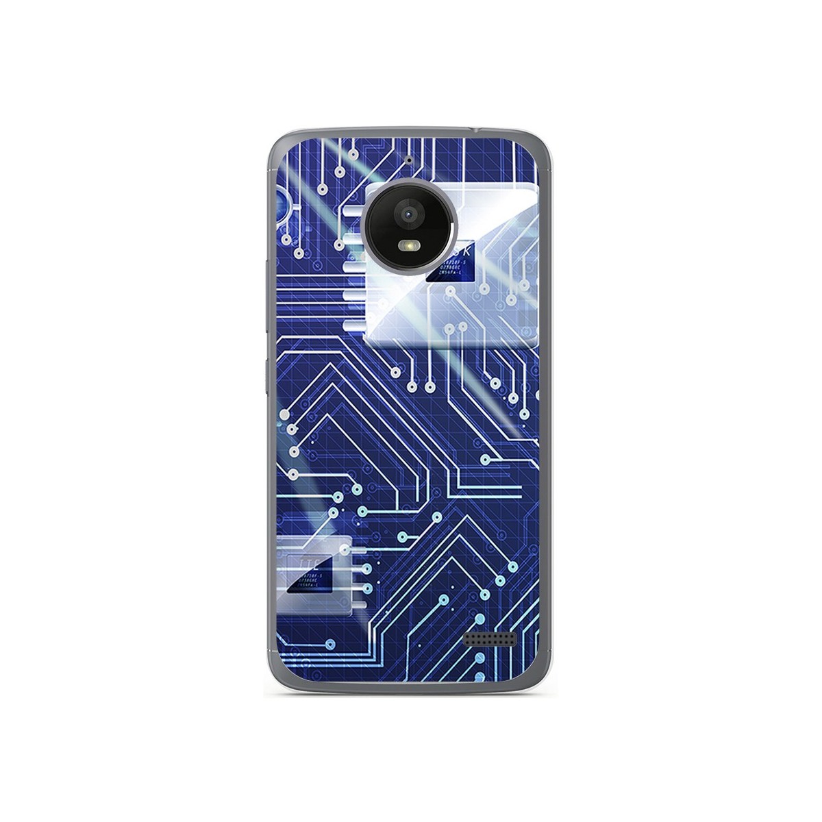 Funda Gel Tpu para Motorola Moto E4 Diseño Circuito Dibujos