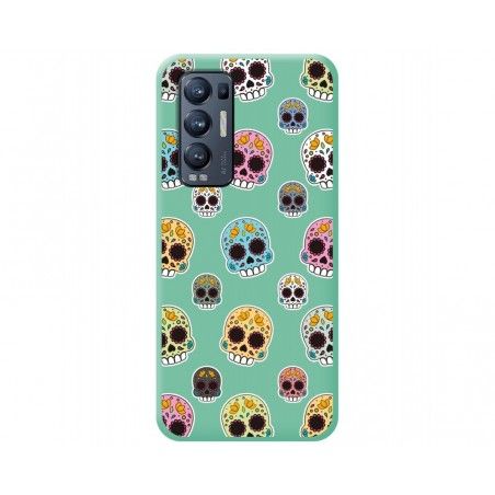 Funda Silicona Líquida Verde para Oppo Find X3 Neo 5G diseño Catrina Dibujos