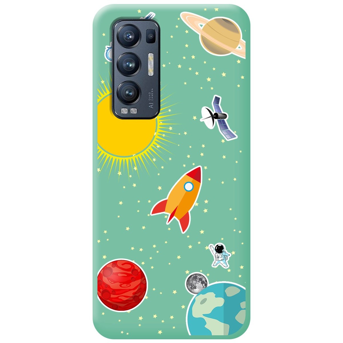 Funda Silicona Líquida Verde para Oppo Find X3 Neo 5G diseño Espacio Dibujos