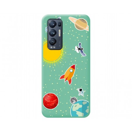 Funda Silicona Líquida Verde para Oppo Find X3 Neo 5G diseño Espacio Dibujos