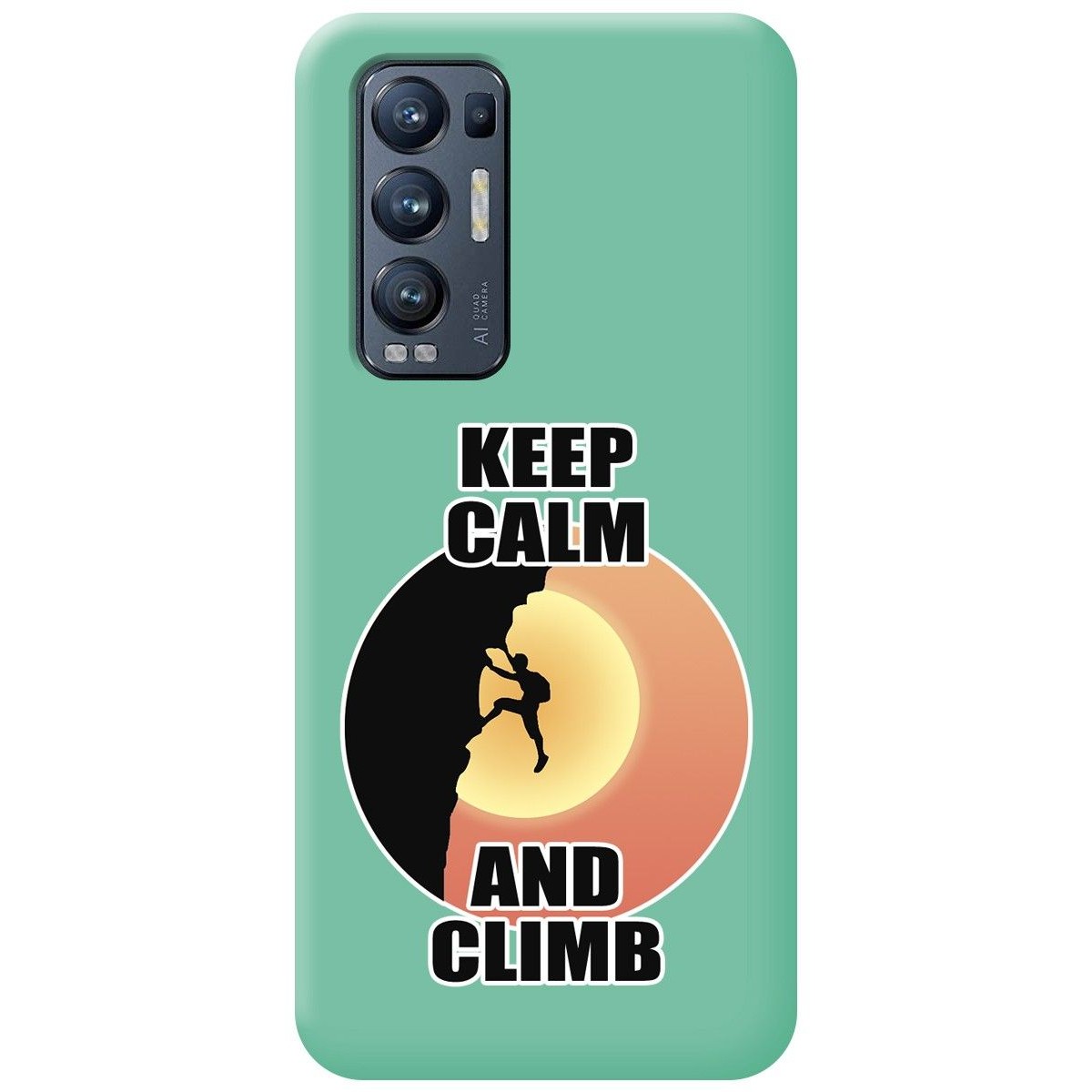 Funda Silicona Líquida Verde para Oppo Find X3 Neo 5G diseño Hombre Escalada Dibujos