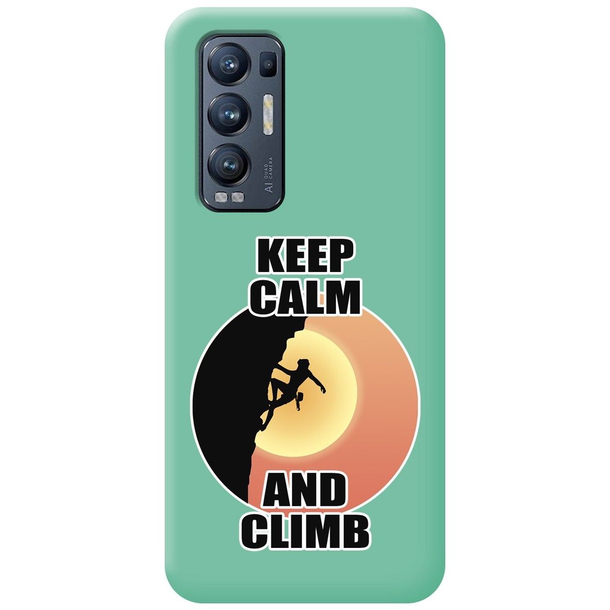 Funda Silicona Líquida Verde para Oppo Find X3 Neo 5G diseño Mujer Escalada Dibujos