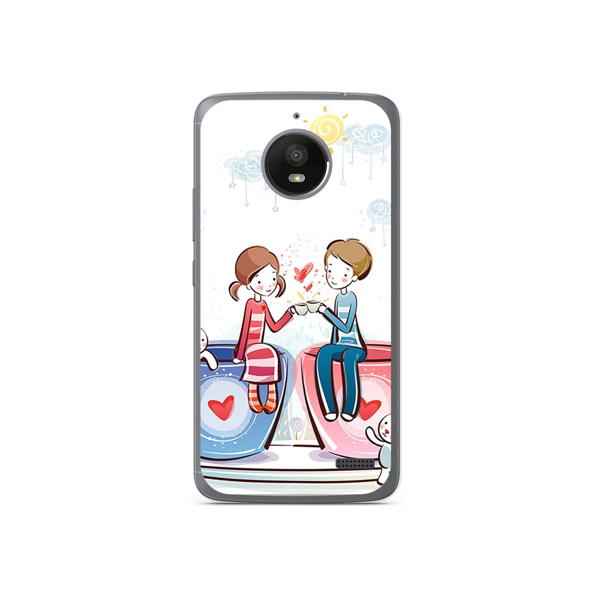 Funda Gel Tpu para Motorola Moto E4 Diseño Cafe Dibujos