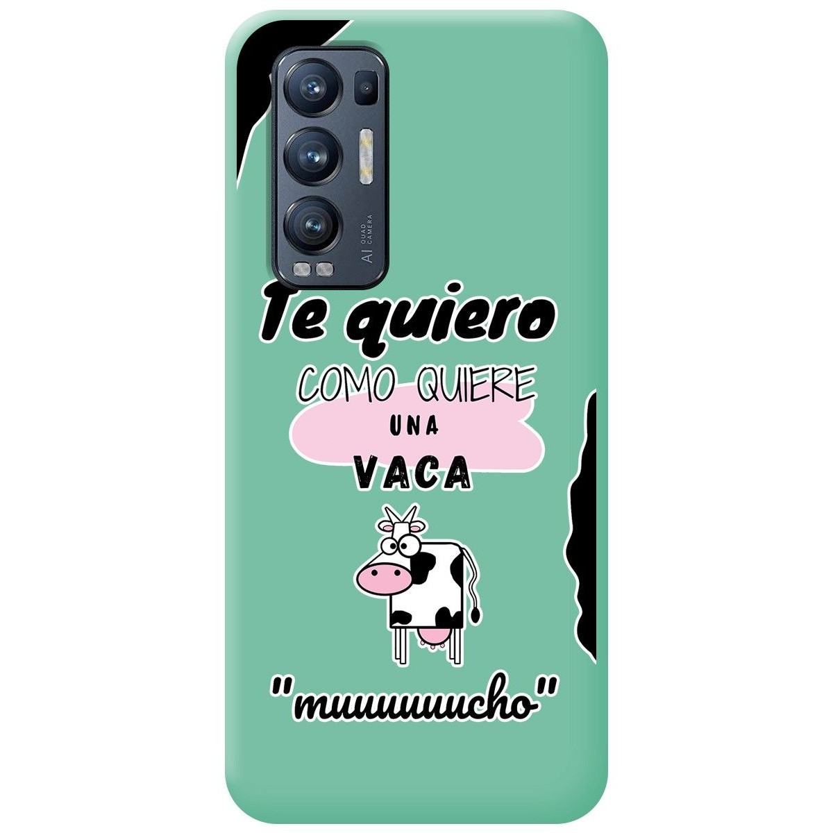 Funda Silicona Líquida Verde para Oppo Find X3 Neo 5G diseño Vaca Dibujos