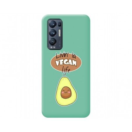 Funda Silicona Líquida Verde para Oppo Find X3 Neo 5G diseño Vegan Life Dibujos