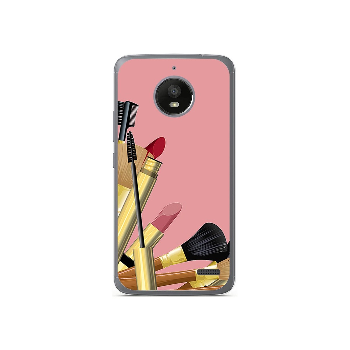 Funda Gel Tpu para Motorola Moto E4 Diseño Brochas Dibujos