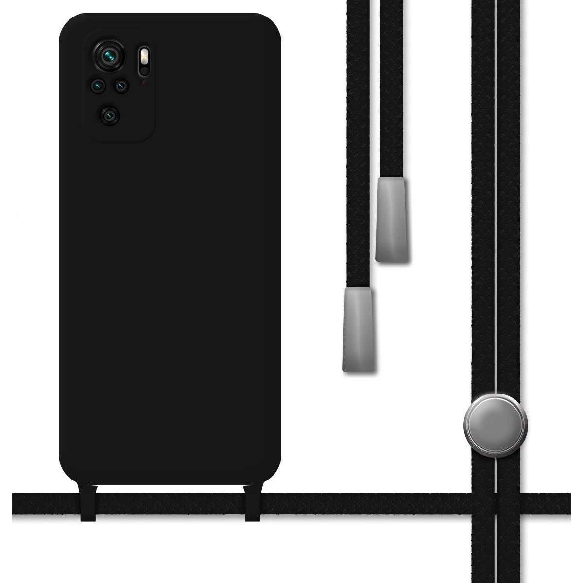 Funda Silicona Líquida con Cordón para Xiaomi Redmi Note 10 / 10S color Negra