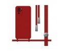 Funda Silicona Líquida con Cordón para Xiaomi Redmi Note 10 / 10S color Roja