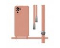 Funda Silicona Líquida con Cordón para Xiaomi Redmi Note 10 / 10S color Rosa