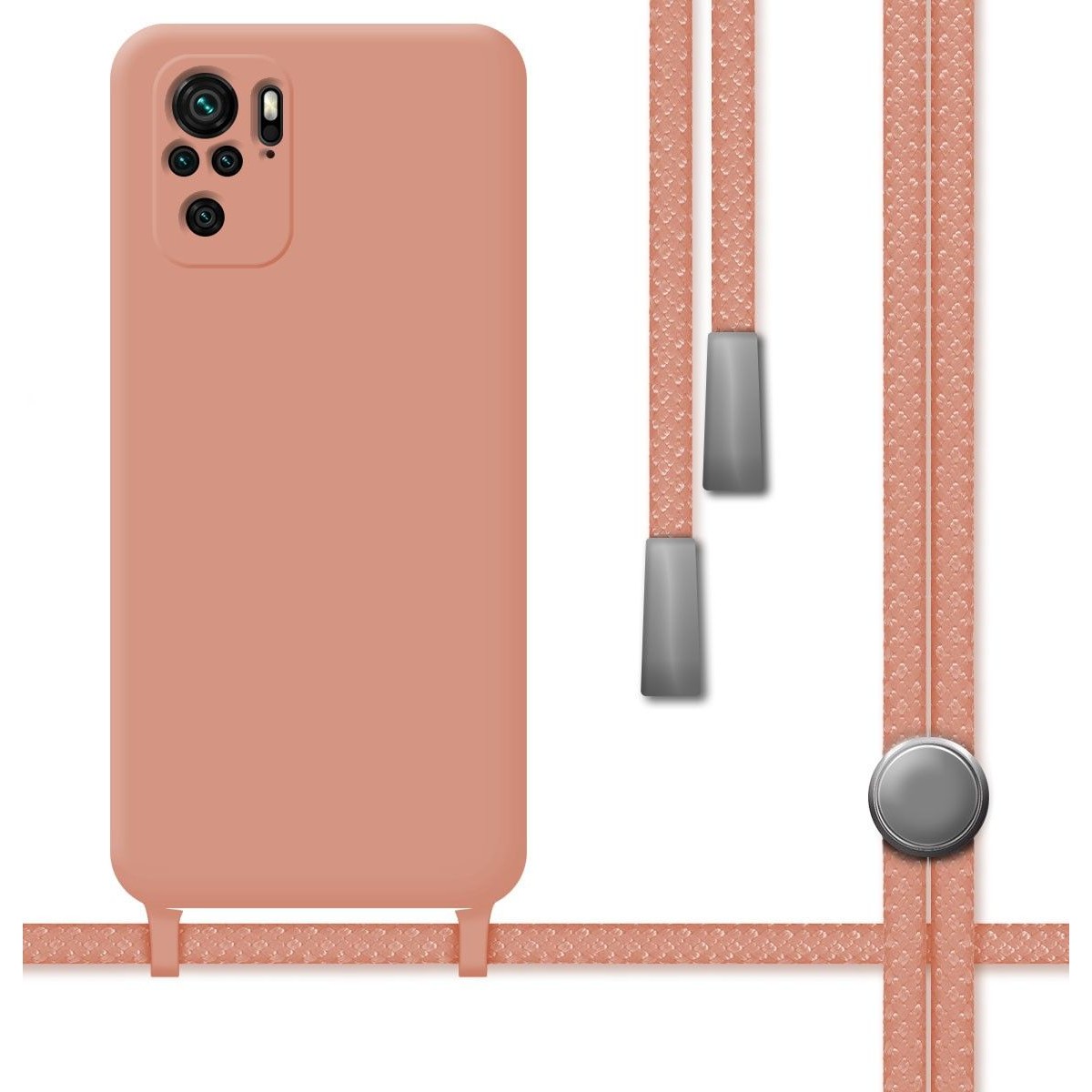 Funda Silicona Líquida con Cordón para Xiaomi Redmi Note 10 / 10S color Rosa