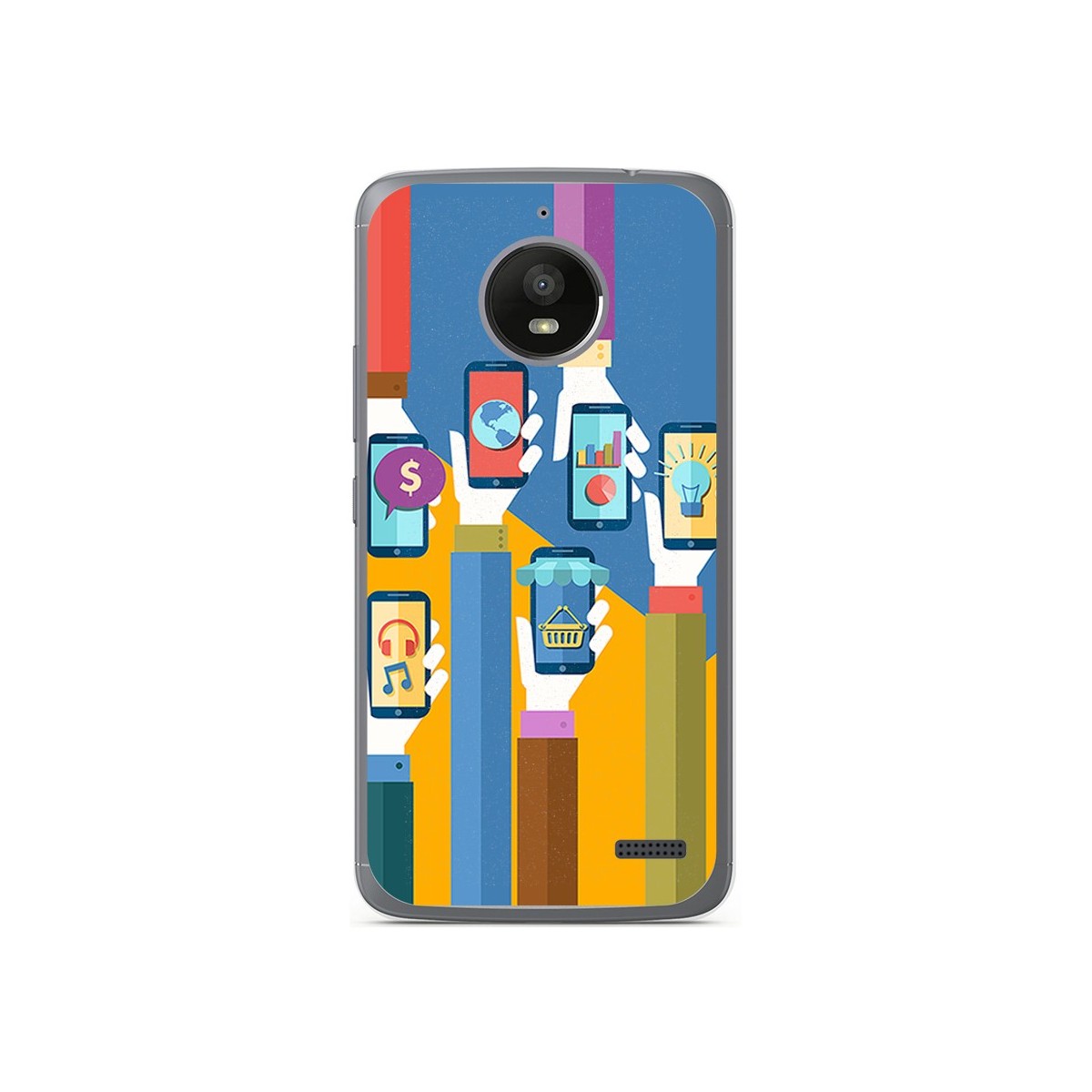 Funda Gel Tpu para Motorola Moto E4 Diseño Apps Dibujos