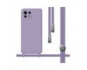 Funda Silicona Líquida con Cordón para Xiaomi Mi 11 Lite 4G / 5G / 5G NE color Morada