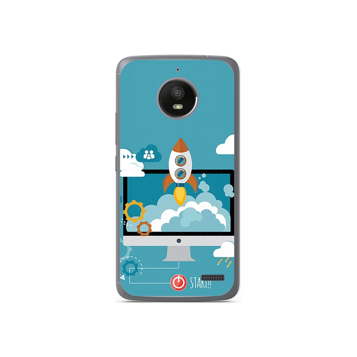 Funda Gel Tpu para Motorola Moto E4 Diseño Cohete Dibujos