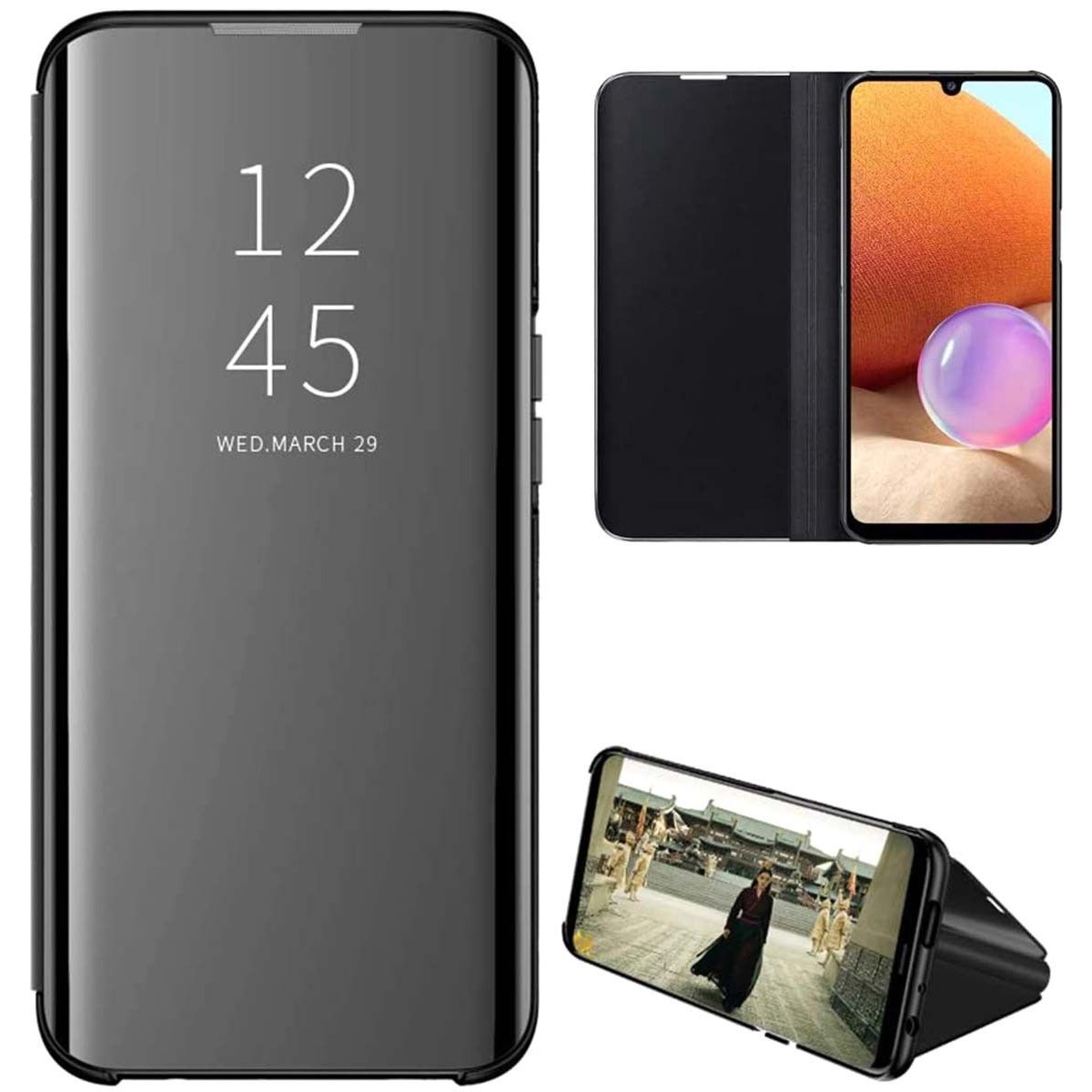 Funda Flip Cover Clear View para Samsung Galaxy A32 4G color Negra