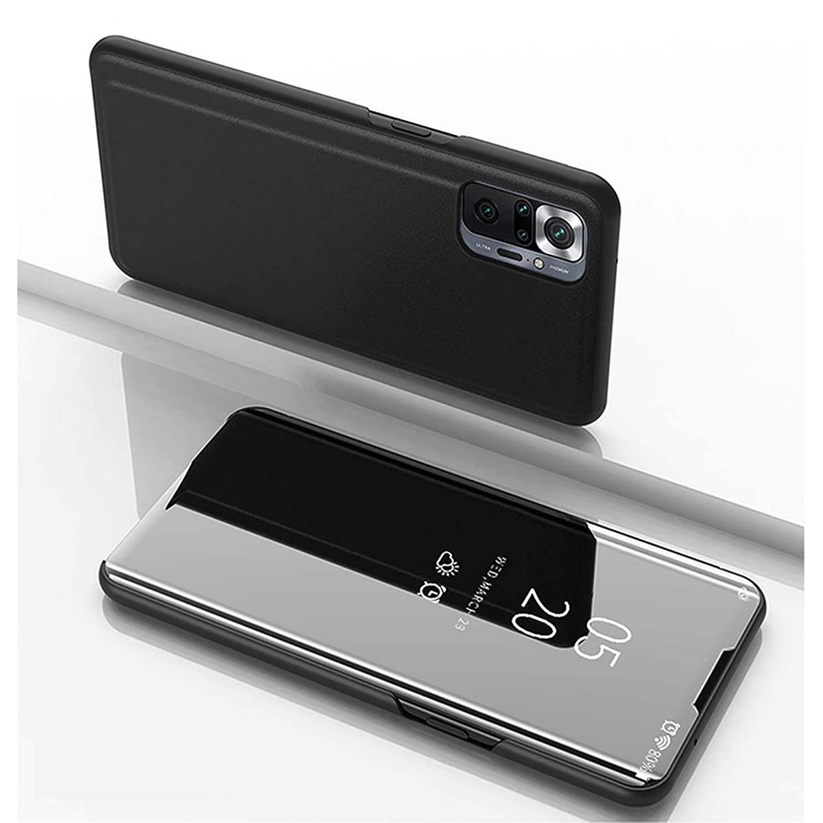 Funda Flip Cover Clear View para Xiaomi Redmi Note 10 Pro color Negra