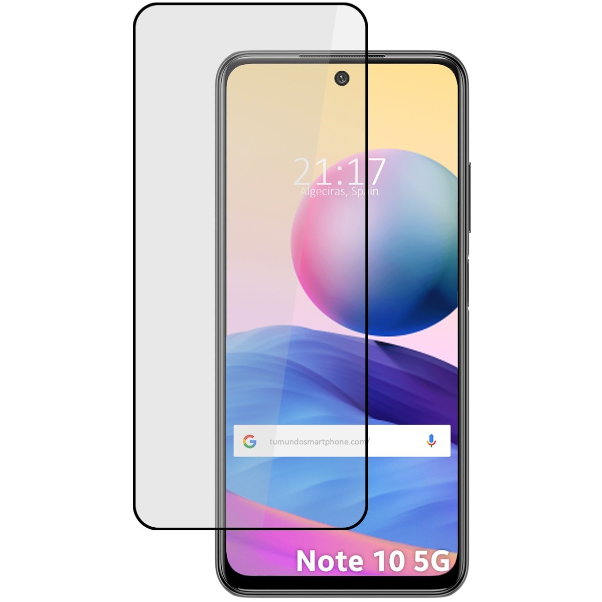 Protector Cristal Templado Completo 5D Full Glue Negro para Xiaomi Redmi Note 10 5G / Poco M3 Pro 5G