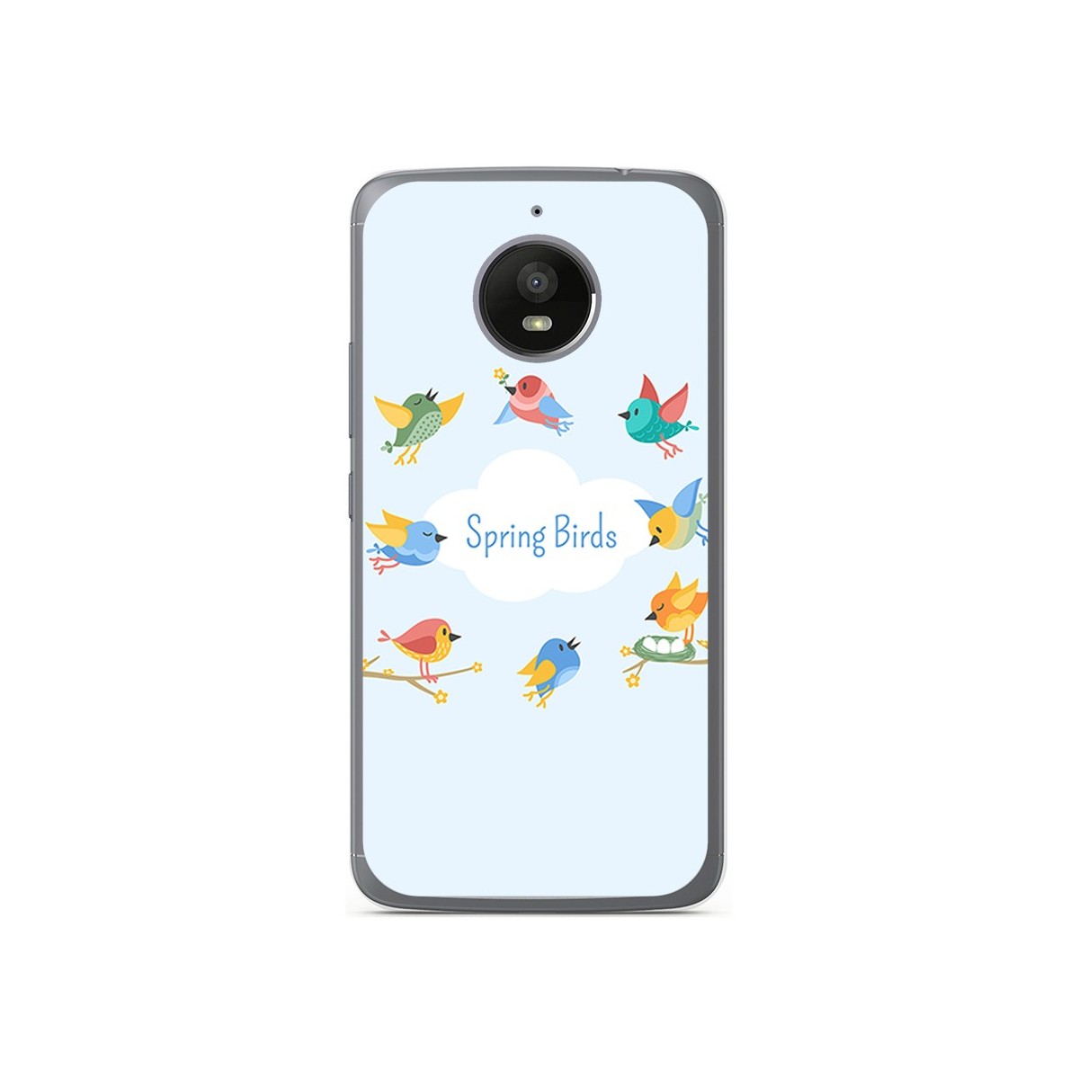 Funda Gel Tpu para Motorola Moto E4 Plus Diseño Spring Birds Dibujos