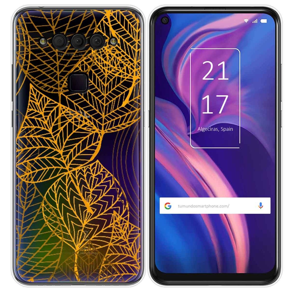 Funda Gel Transparente para TCL Plex diseño Hojas Dibujos