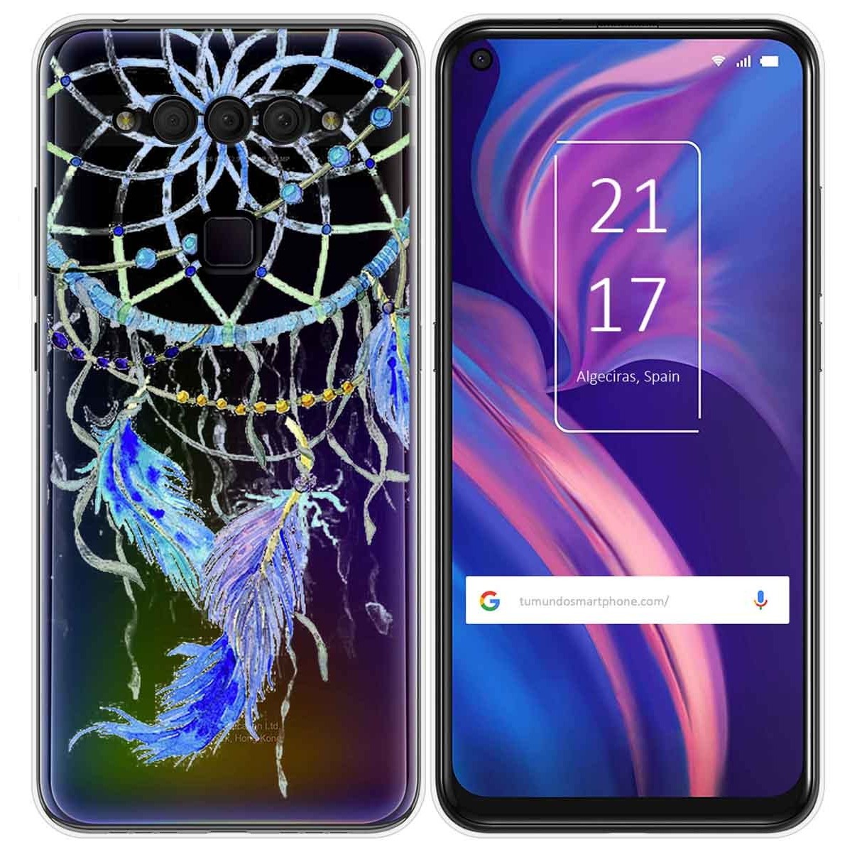Funda Gel Transparente para TCL Plex diseño Plumas Dibujos