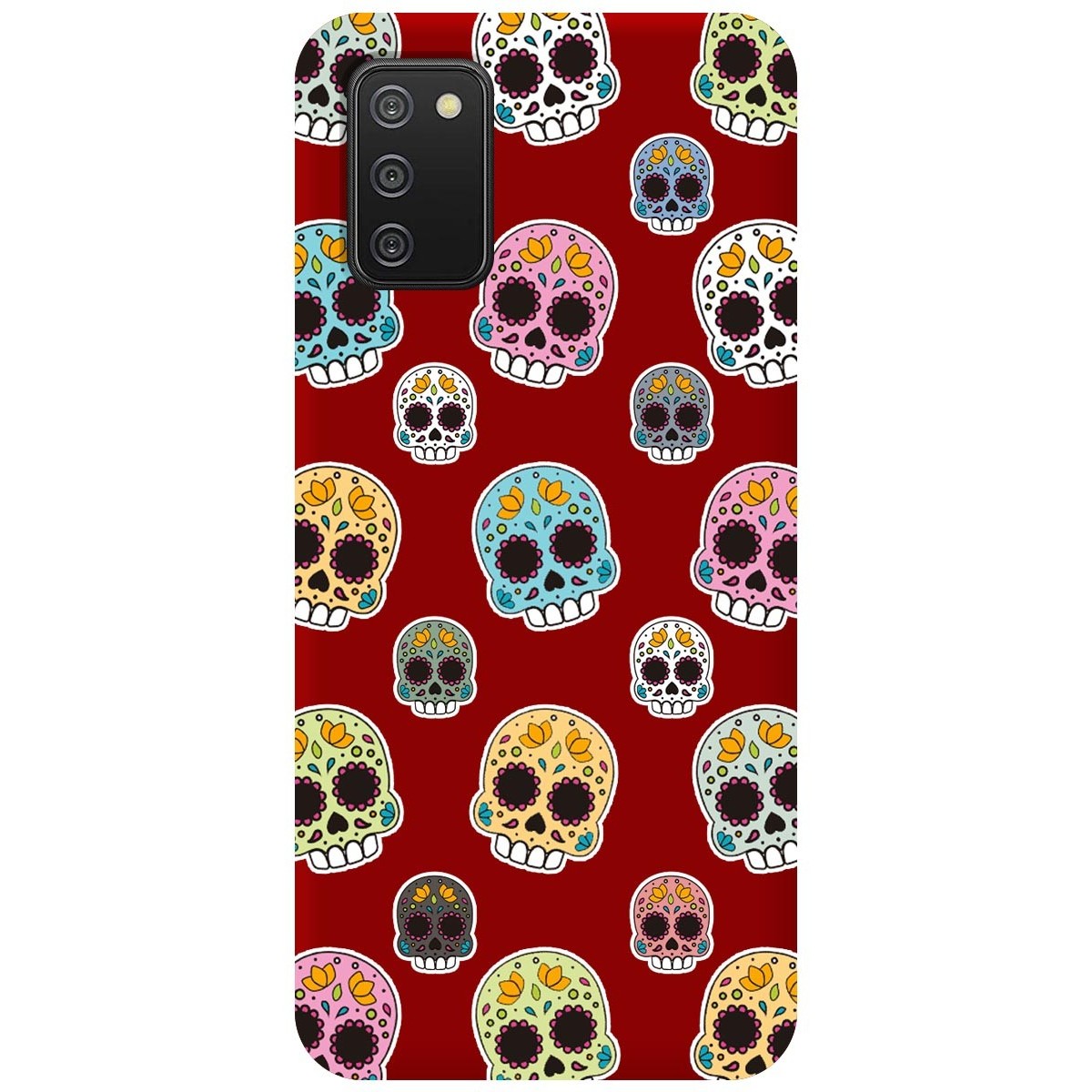 Funda Silicona Líquida Roja para Samsung Galaxy A02s diseño Catrina Dibujos