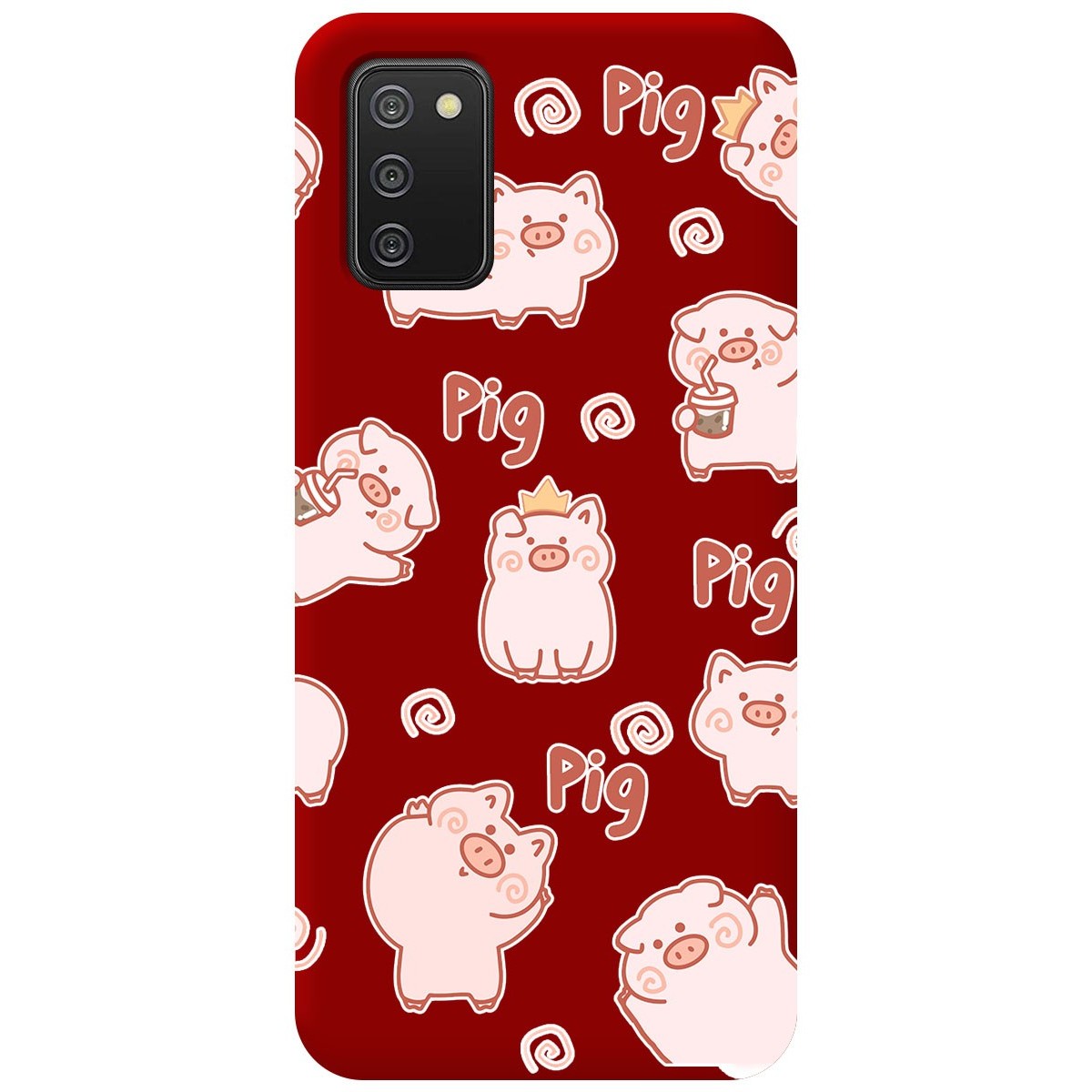 Funda Silicona Líquida Roja para Samsung Galaxy A02s diseño Cerdos Dibujos