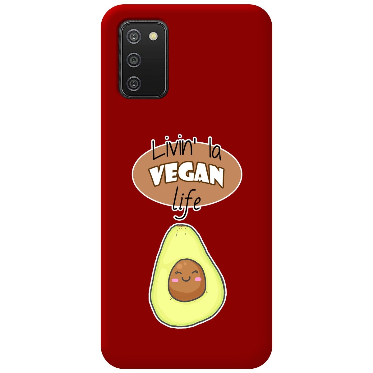 Funda Silicona Líquida Roja para Samsung Galaxy A02s diseño Vegan Life Dibujos