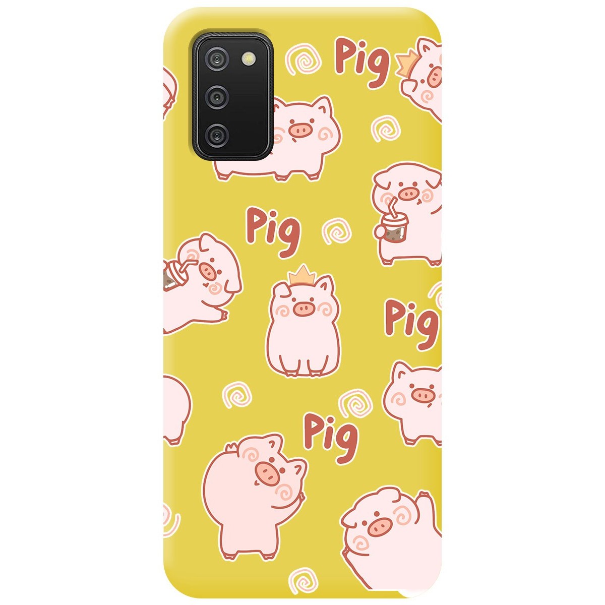 Funda Silicona Líquida Amarilla para Samsung Galaxy A02s diseño Cerdos Dibujos