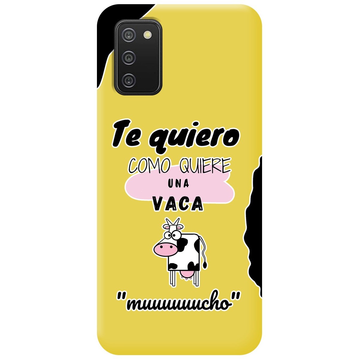 Funda Silicona Líquida Amarilla para Samsung Galaxy A02s diseño Vaca Dibujos