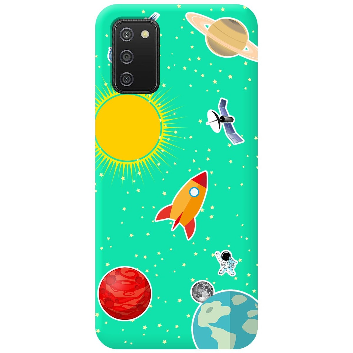 Funda Silicona Líquida Verde para Samsung Galaxy A02s diseño Espacio Dibujos