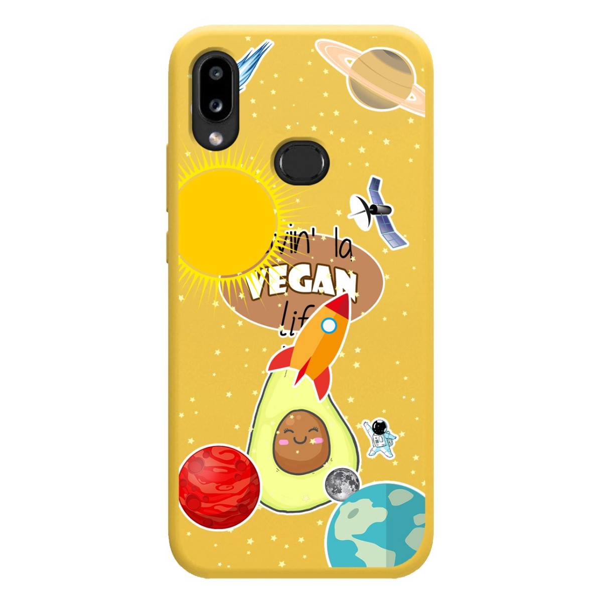 Funda Silicona Líquida Amarilla para Samsung Galaxy A10s diseño Espacio Dibujos