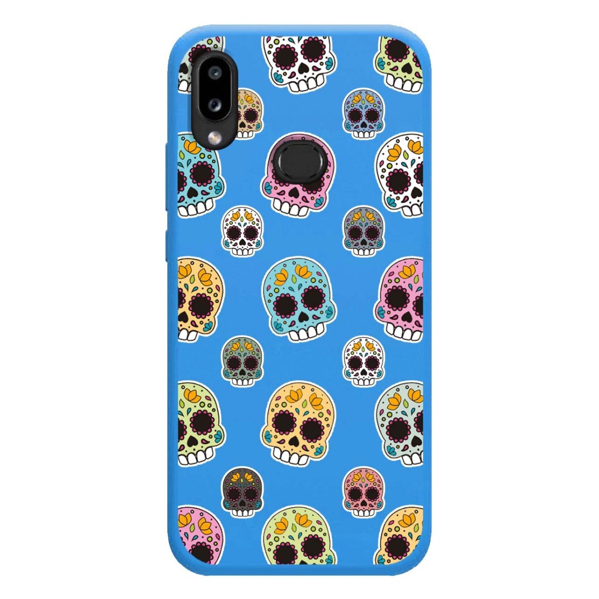 Funda Silicona Líquida Azul para Samsung Galaxy A10s diseño Catrina Dibujos