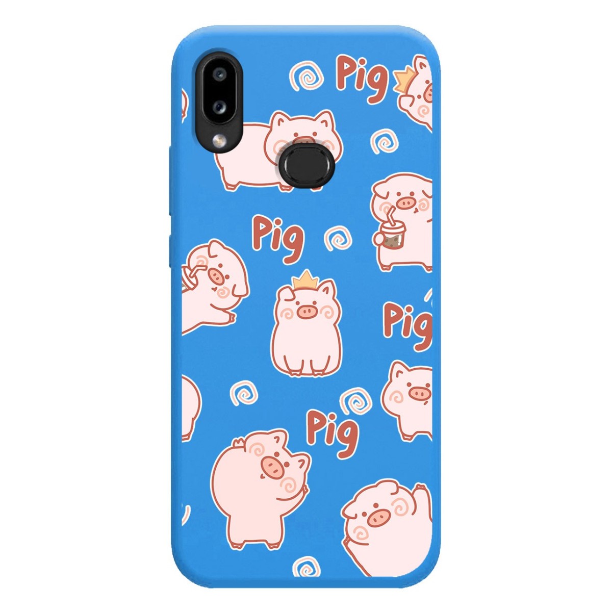 Funda Silicona Líquida Azul para Samsung Galaxy A10s diseño Cerdos Dibujos